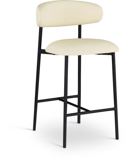 Meridian Furniture - Lupita Cream Vegan Leather Counter Stool (Set of 2) - 996Cream-C veiw 1
