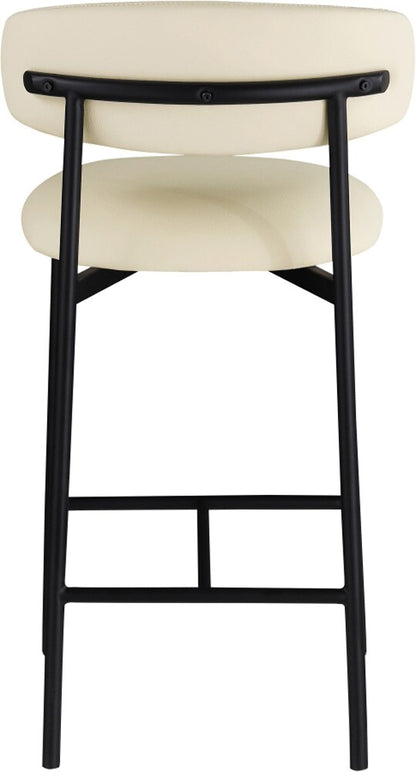 Meridian Furniture - Lupita Cream Vegan Leather Counter Stool (Set of 2) - 996Cream-C veiw 2