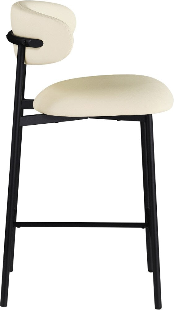 Meridian Furniture - Lupita Cream Vegan Leather Counter Stool (Set of 2) - 996Cream-C veiw 3