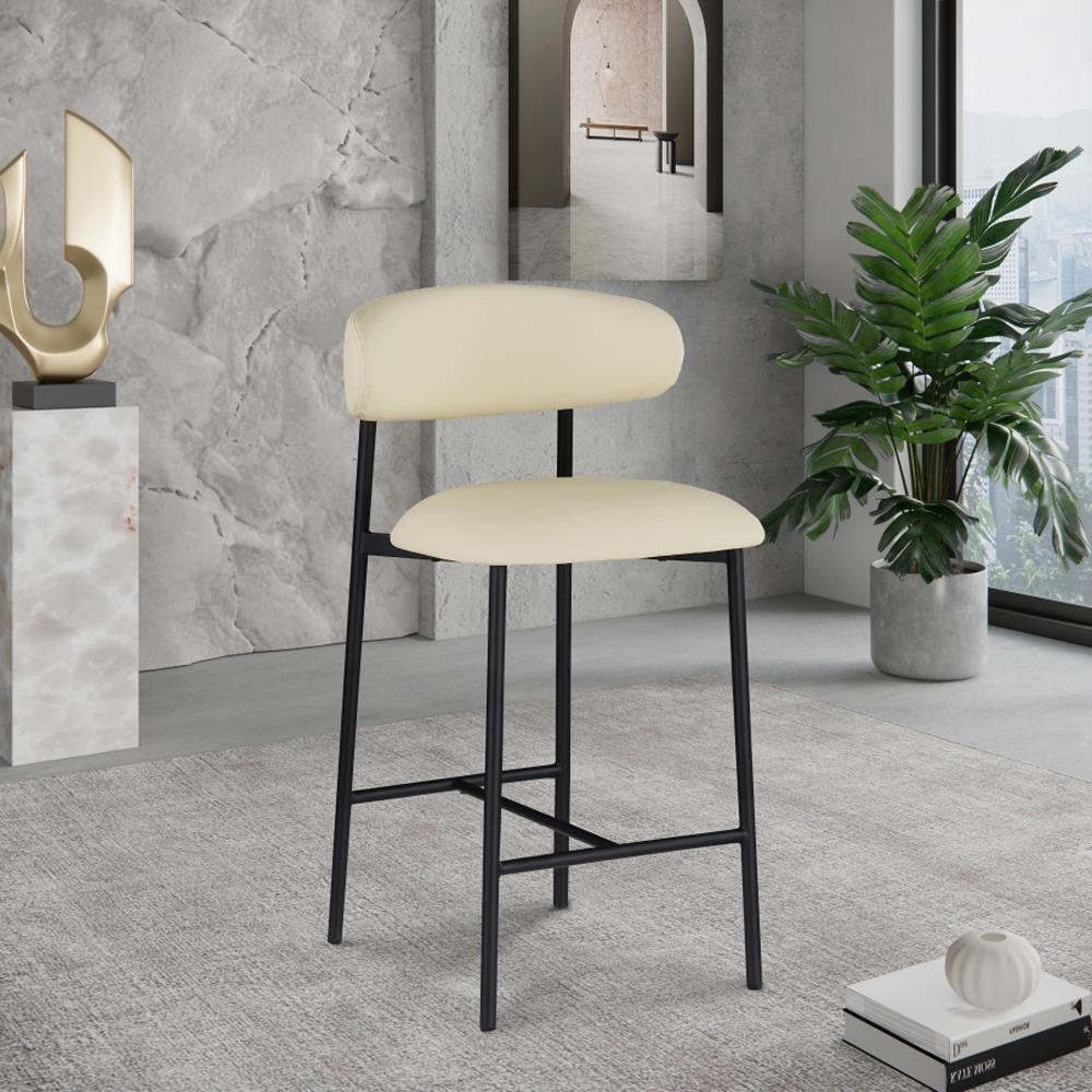 Meridian Furniture - Lupita Cream Vegan Leather Counter Stool (Set of 2) - 996Cream-C veiw 6