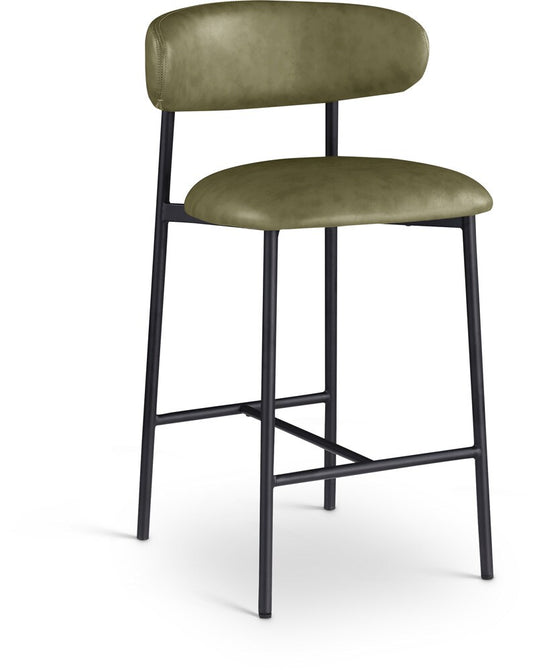 Meridian Furniture - Lupita Olive Vegan Leather Counter Stool (Set of 2) - 996Olive-C veiw 1