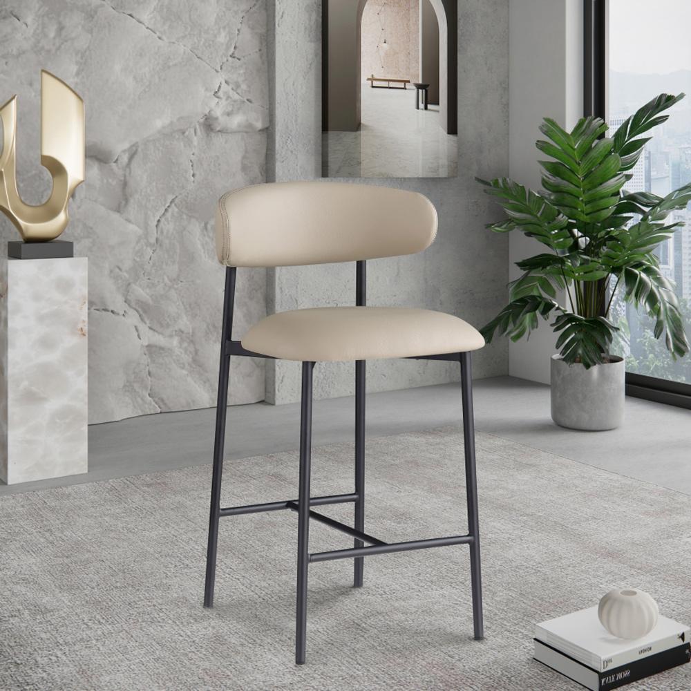 Meridian Furniture - Lupita Taupe Vegan Leather Counter Stool (Set of 2) - 996Taupe-C veiw 6