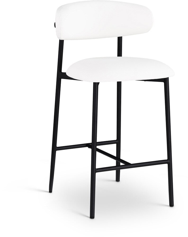 Meridian Furniture - Lupita White Vegan Leather Counter Stool (Set of 2) - 996White-C veiw 1