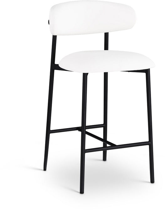 Meridian Furniture - Lupita White Vegan Leather Counter Stool (Set of 2) - 996White-C veiw 1