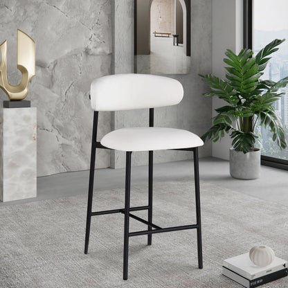 Meridian Furniture - Lupita White Vegan Leather Counter Stool (Set of 2) - 996White-C veiw 6