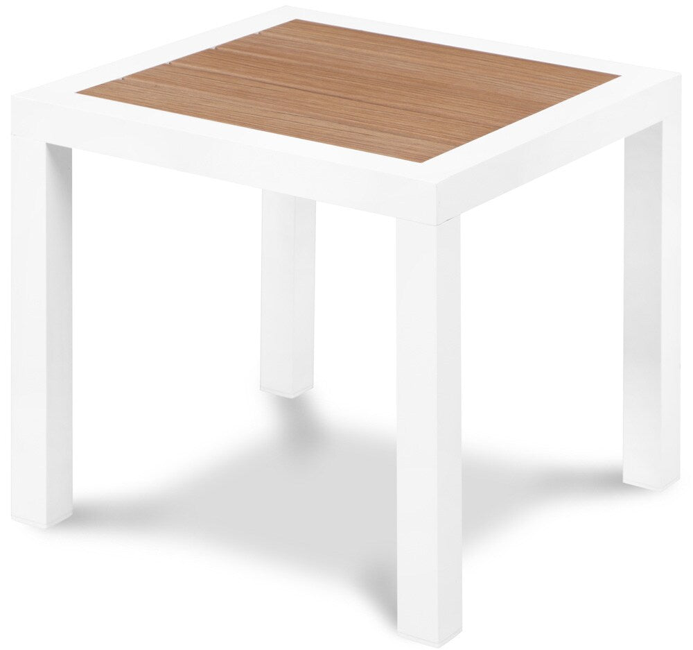 Meridian Furniture - Nizuc Brown Wood Look Accent Paneling Outdoor Patio Aluminum End Table - 370-E veiw 1