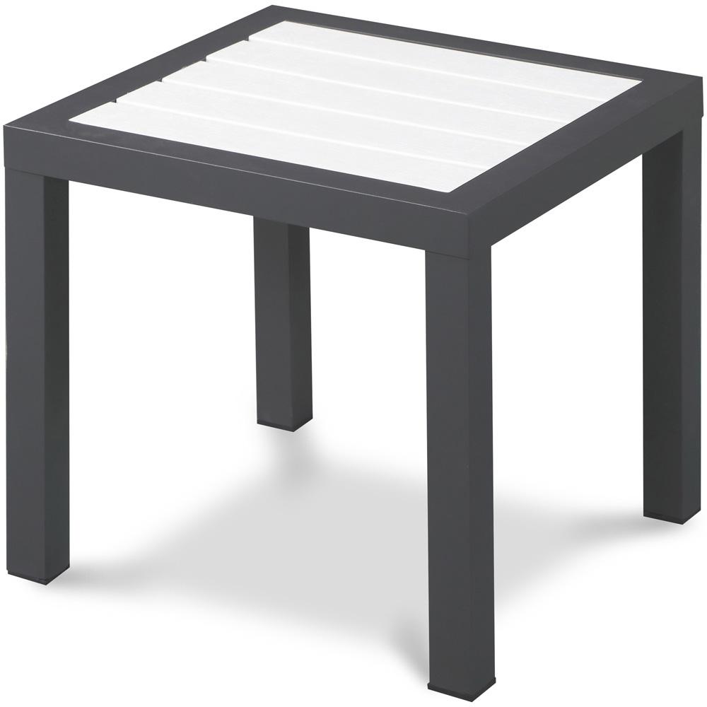 Meridian Furniture - Nizuc White Wood Look Accent Paneling Outdoor Patio Aluminum End Table - 372-E veiw 1