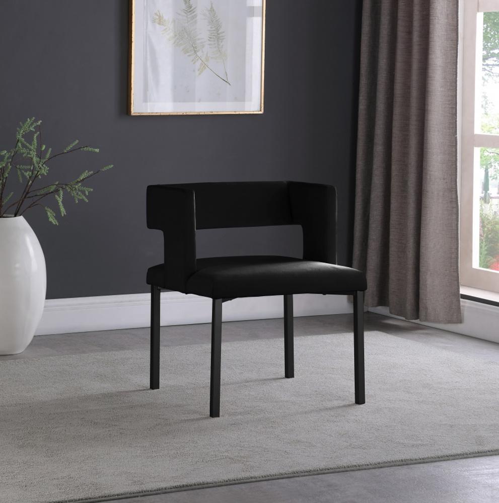 Meridian Furniture - Caleb Black Velvet Dining Chair (Set of 2) - 968Black-C veiw 2