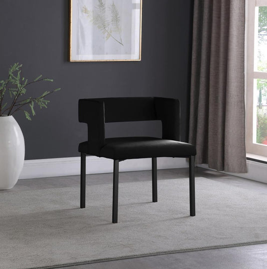 Meridian Furniture - Caleb Black Velvet Dining Chair (Set of 2) - 968Black-C veiw 2