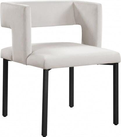 Meridian Furniture - Caleb Cream Velvet Dining Chair (Set of 2) - 968Cream-C veiw 1