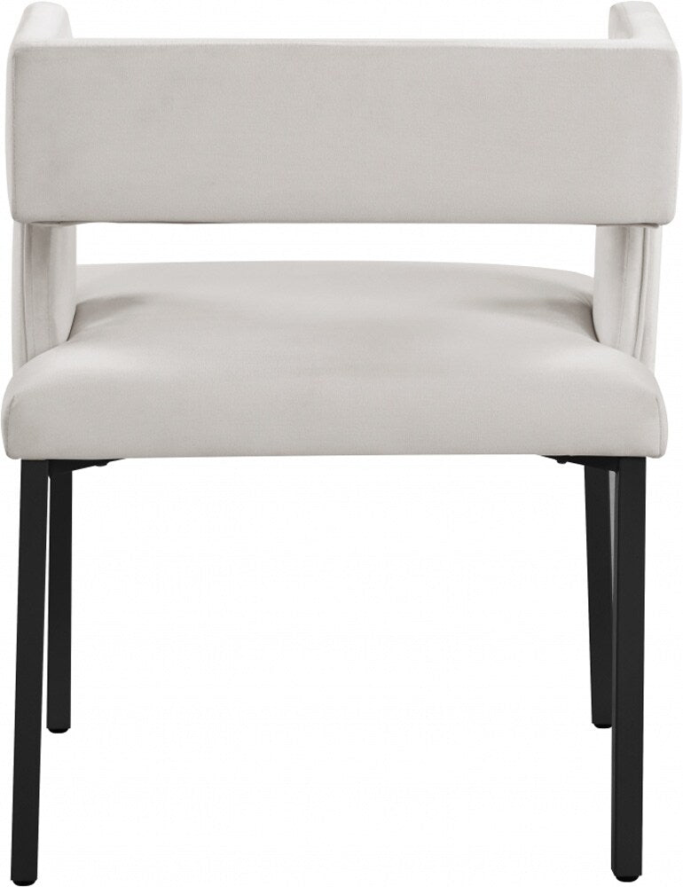 Meridian Furniture - Caleb Cream Velvet Dining Chair (Set of 2) - 968Cream-C veiw 2