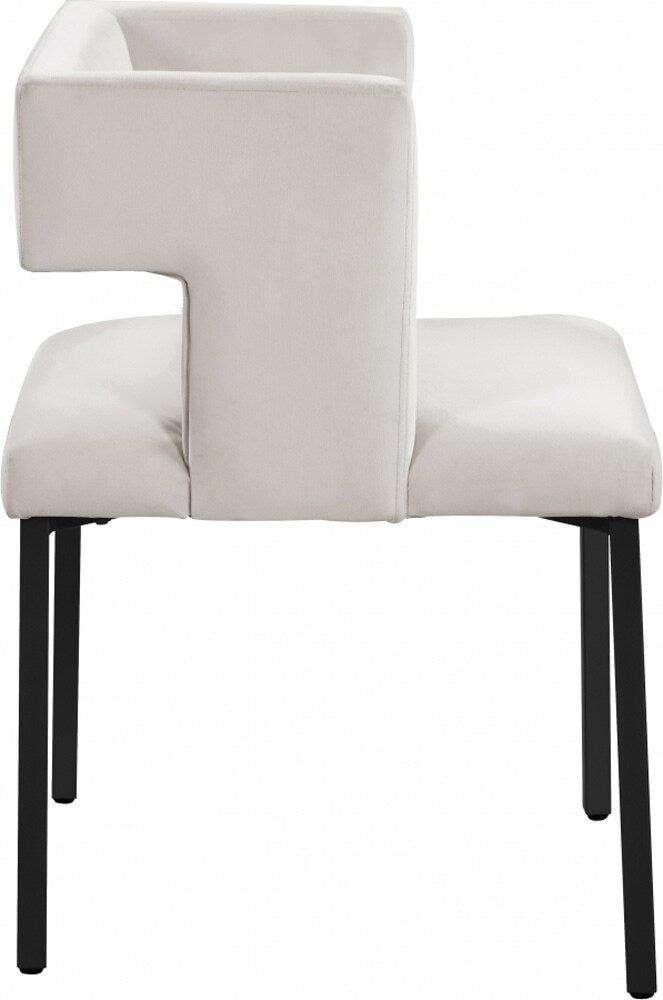 Meridian Furniture - Caleb Cream Velvet Dining Chair (Set of 2) - 968Cream-C veiw 3
