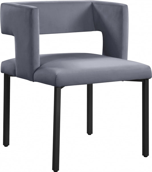 Meridian Furniture - Caleb Grey Velvet Dining Chair (Set of 2) - 968Grey-C veiw 1