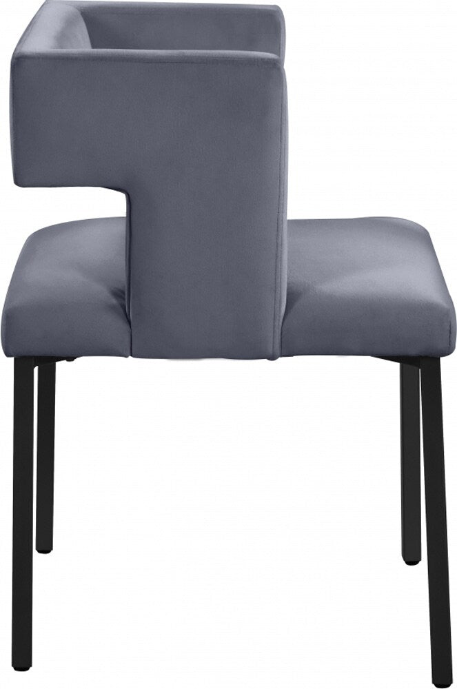 Meridian Furniture - Caleb Grey Velvet Dining Chair (Set of 2) - 968Grey-C veiw 3