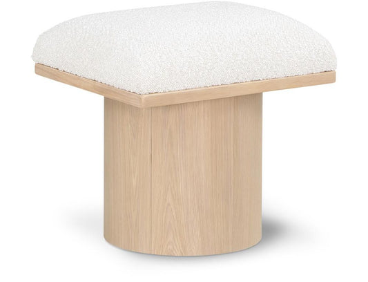 Meridian Furniture - Pavilion Cream Boucle Fabric Bench/Stool - 465Cream-C veiw 1