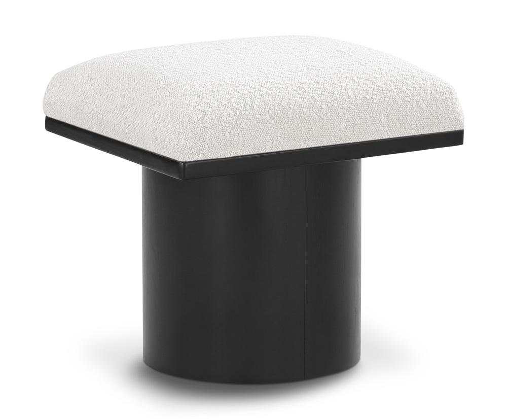 Meridian Furniture - Pavilion Cream Boucle Fabric Bench/Stool - 466Cream-C veiw 1