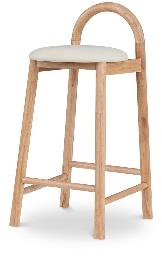 Meridian Furniture - Calvin Cream Vegan Leather Stool - 475Cream-C veiw 1