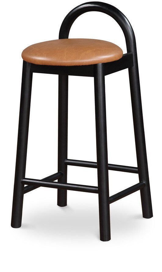 Meridian Furniture - Calvin Cognac Vegan Leather Stool - 476Cognac-C veiw 1