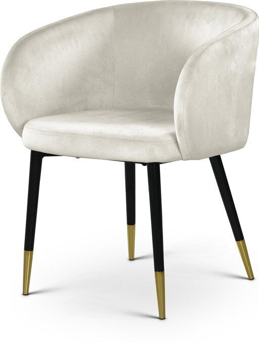 Meridian Furniture - Louise Cream Velvet Dining Chair - 733Cream-C veiw 1