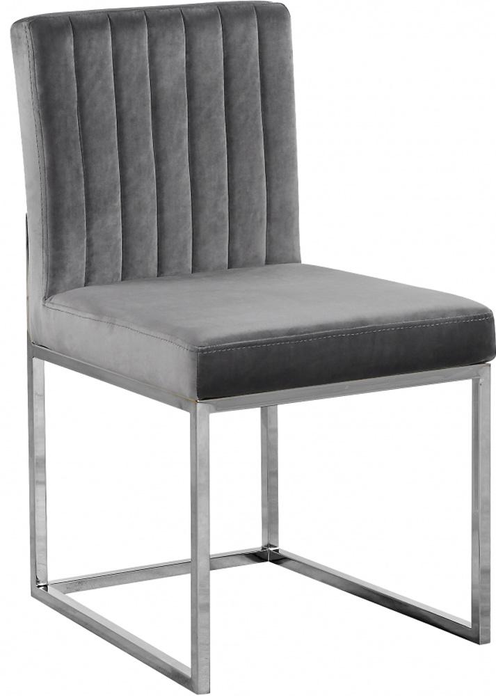 Meridian Furniture - Giselle Grey Velvet Dining Chair (Set of 2) - 779Grey-C veiw 1