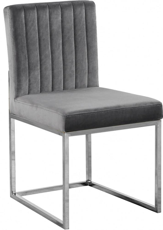 Meridian Furniture - Giselle Grey Velvet Dining Chair (Set of 2) - 779Grey-C veiw 1