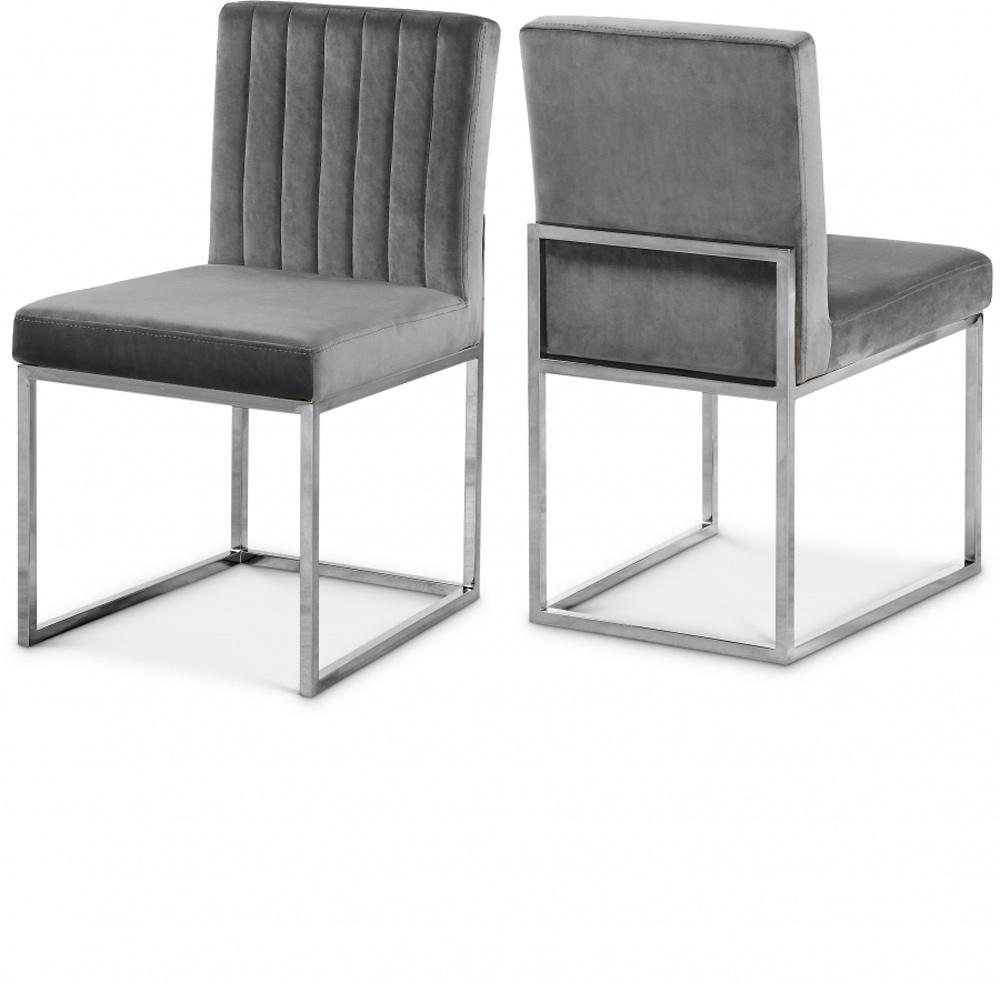 Meridian Furniture - Giselle Grey Velvet Dining Chair (Set of 2) - 779Grey-C veiw 4