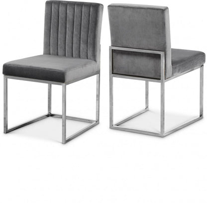 Meridian Furniture - Giselle Grey Velvet Dining Chair (Set of 2) - 779Grey-C veiw 4