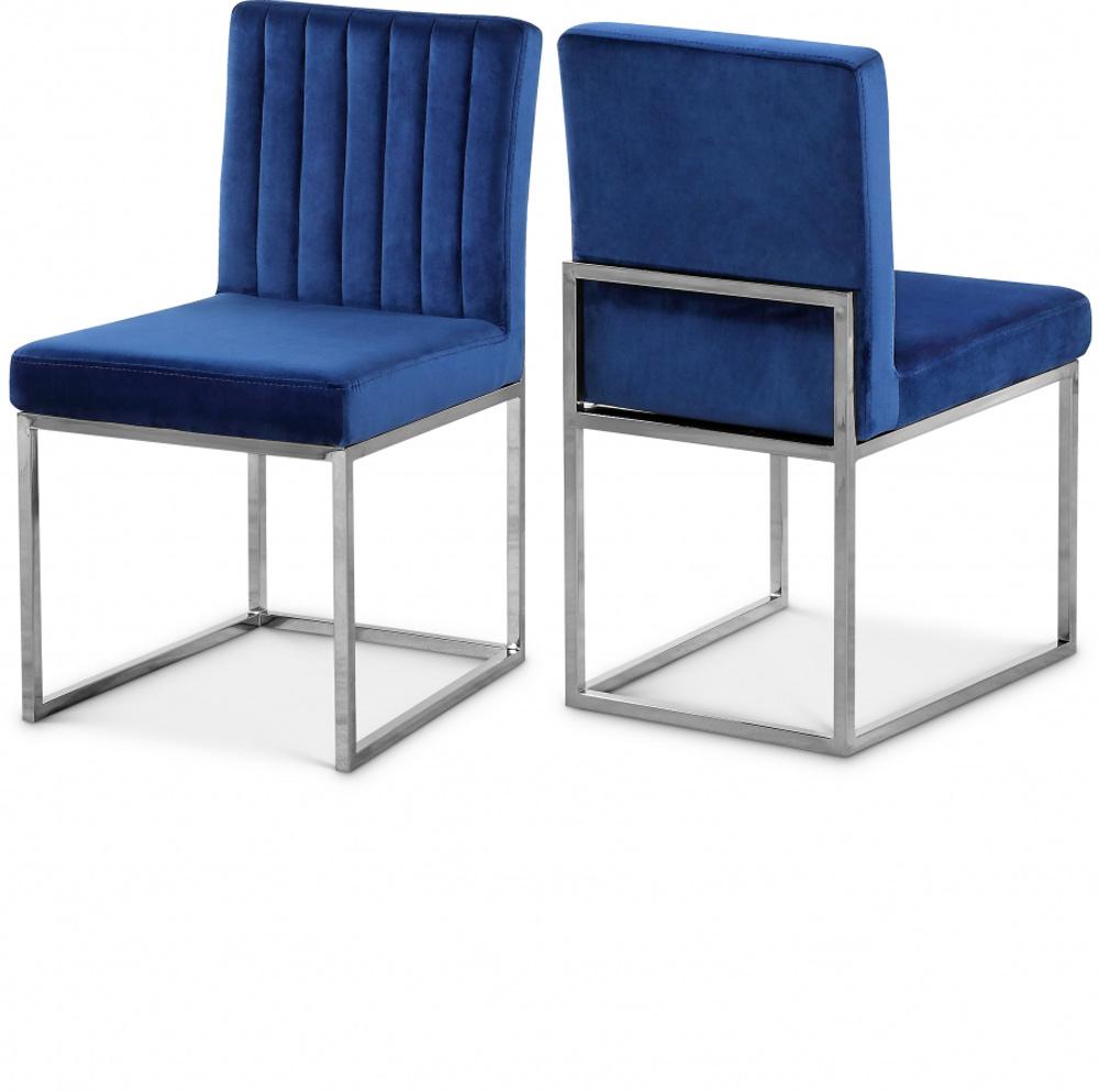 Meridian Furniture - Giselle Navy Velvet Dining Chair (Set of 2) - 779Navy-C veiw 4