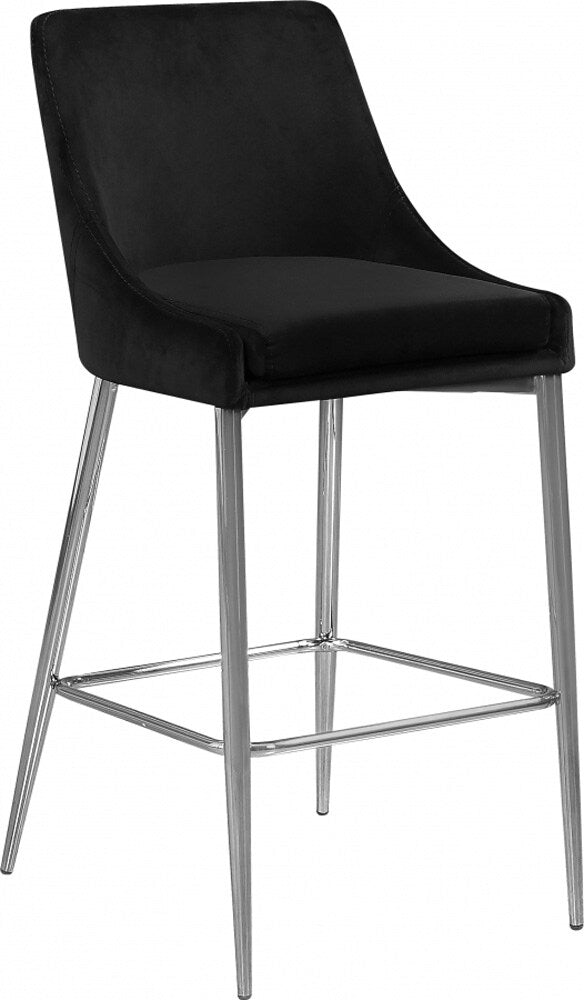 Meridian Furniture - Karina Black Velvet Stool (Set of 2) - 790Black-C veiw 2