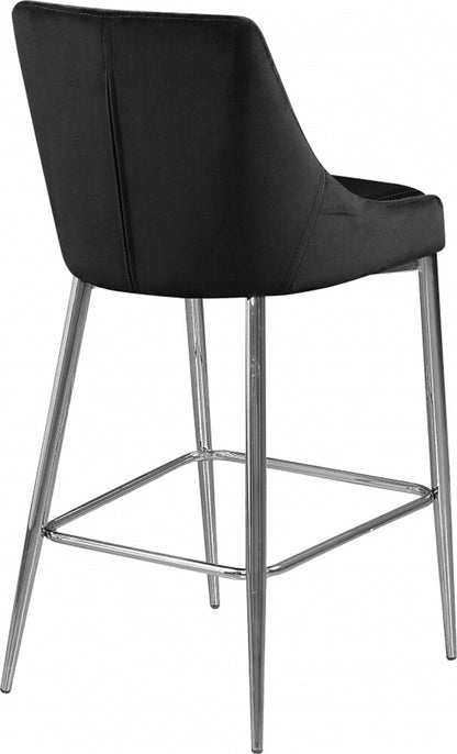 Meridian Furniture - Karina Black Velvet Stool (Set of 2) - 790Black-C veiw 3
