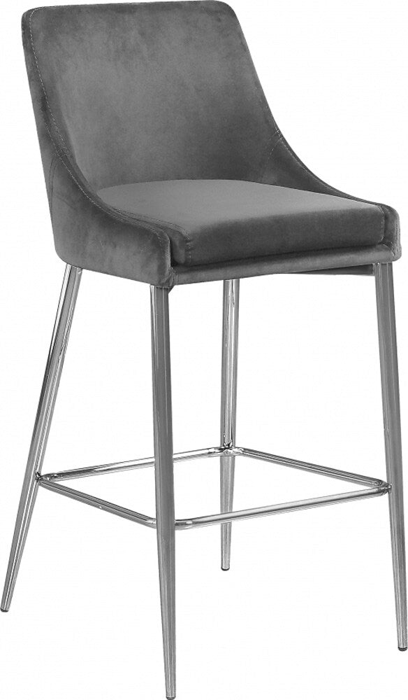 Meridian Furniture - Karina Grey Velvet Stool (Set of 2) - 790Grey-C veiw 1