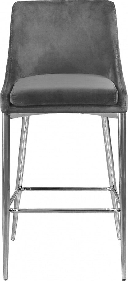 Meridian Furniture - Karina Grey Velvet Stool (Set of 2) - 790Grey-C veiw 2