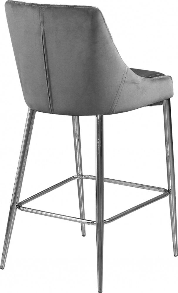 Meridian Furniture - Karina Grey Velvet Stool (Set of 2) - 790Grey-C veiw 3