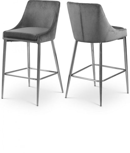 Meridian Furniture - Karina Grey Velvet Stool (Set of 2) - 790Grey-C veiw 4