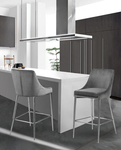 Meridian Furniture - Karina Grey Velvet Stool (Set of 2) - 790Grey-C veiw 5
