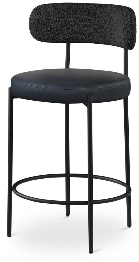 Meridian Furniture - Beacon Black Vegan Leather Seat Stool (Set of 2) - 878Black-C veiw 1