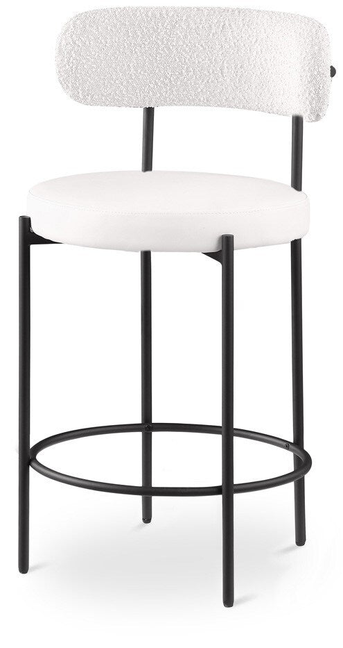 Meridian Furniture - Beacon Cream Vegan Leather Seat Stool (Set of 2) - 878Cream-C veiw 1