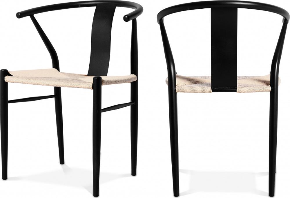 Meridian Furniture - Beck Beige Hand Woven Rope Dining Chair (Set of 2) - 893Black-C veiw 6
