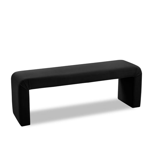 Meridian Furniture - Minimalist Black Velvet Bench - 174Black veiw 1