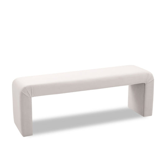 Meridian Furniture - Minimalist Cream Velvet Bench - 174Cream veiw 1