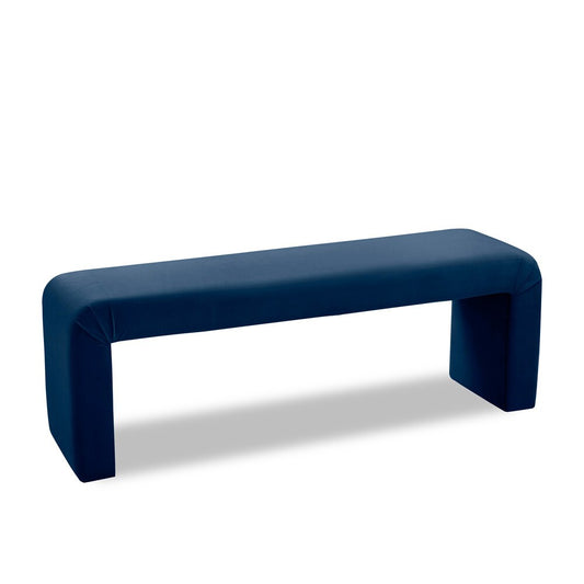 Meridian Furniture - Minimalist Navy Velvet Bench - 174Navy veiw 1