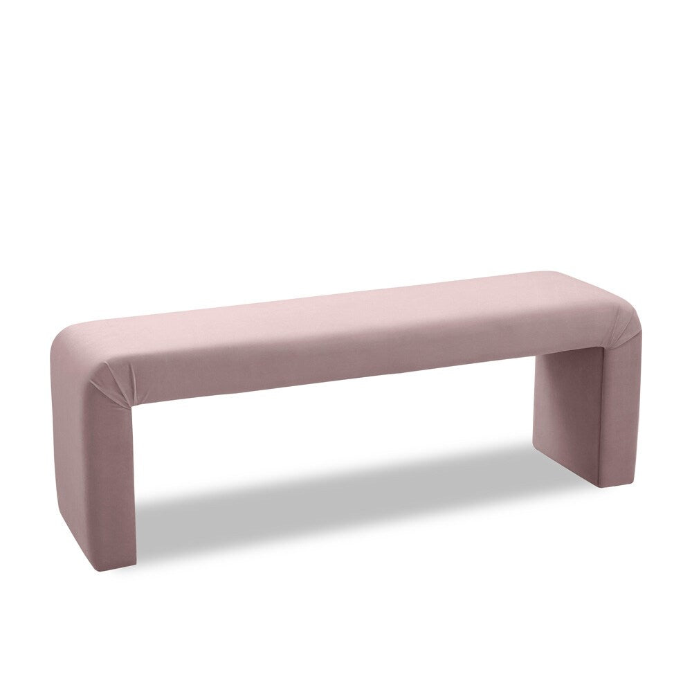 Meridian Furniture - Minimalist Pink Velvet Bench - 174Pink veiw 1