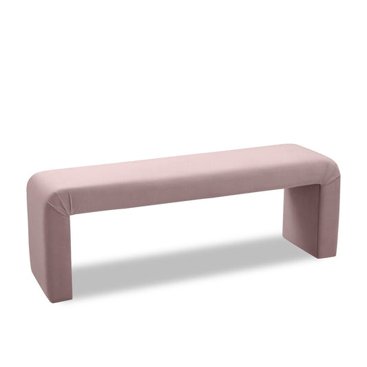 Meridian Furniture - Minimalist Pink Velvet Bench - 174Pink veiw 1