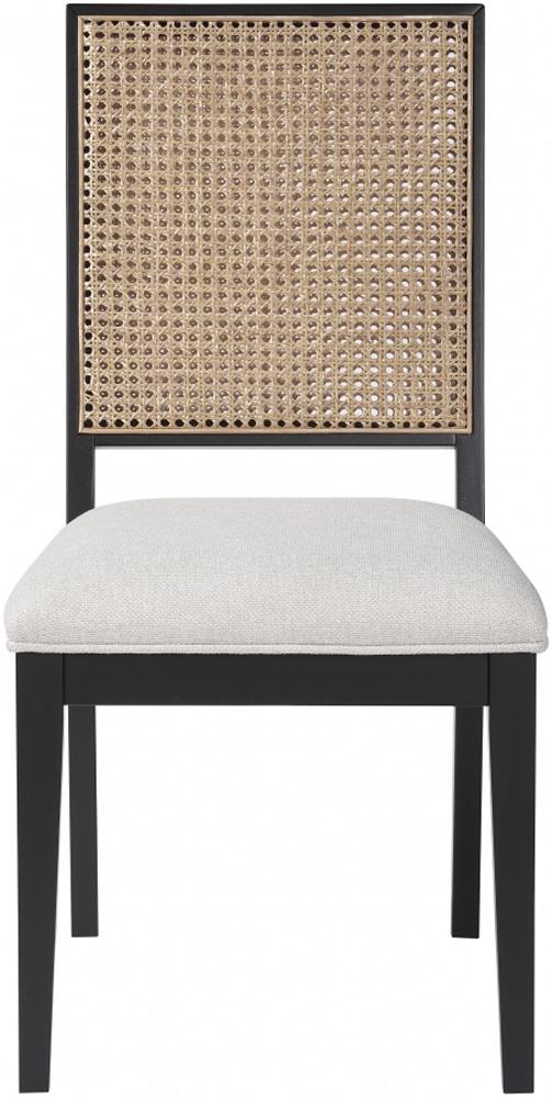 Meridian Furniture - Butterfly Cream Linen Textured Fabric Dining Chair (Set of 2) - 705Black-C veiw 3