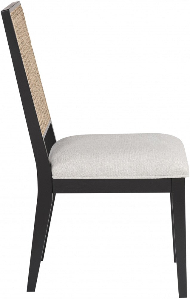 Meridian Furniture - Butterfly Cream Linen Textured Fabric Dining Chair (Set of 2) - 705Black-C veiw 4