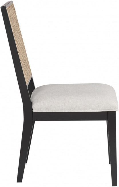 Meridian Furniture - Butterfly Cream Linen Textured Fabric Dining Chair (Set of 2) - 705Black-C veiw 4
