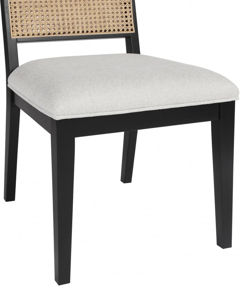 Meridian Furniture - Butterfly Cream Linen Textured Fabric Dining Chair (Set of 2) - 705Black-C veiw 5