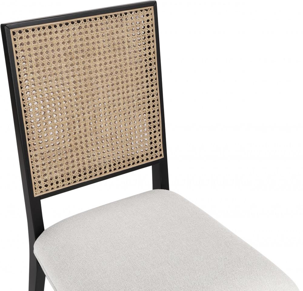 Meridian Furniture - Butterfly Cream Linen Textured Fabric Dining Chair (Set of 2) - 705Black-C veiw 6
