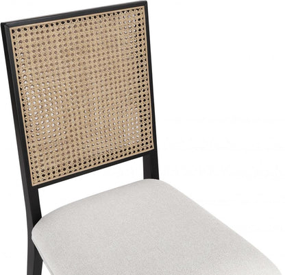 Meridian Furniture - Butterfly Cream Linen Textured Fabric Dining Chair (Set of 2) - 705Black-C veiw 6
