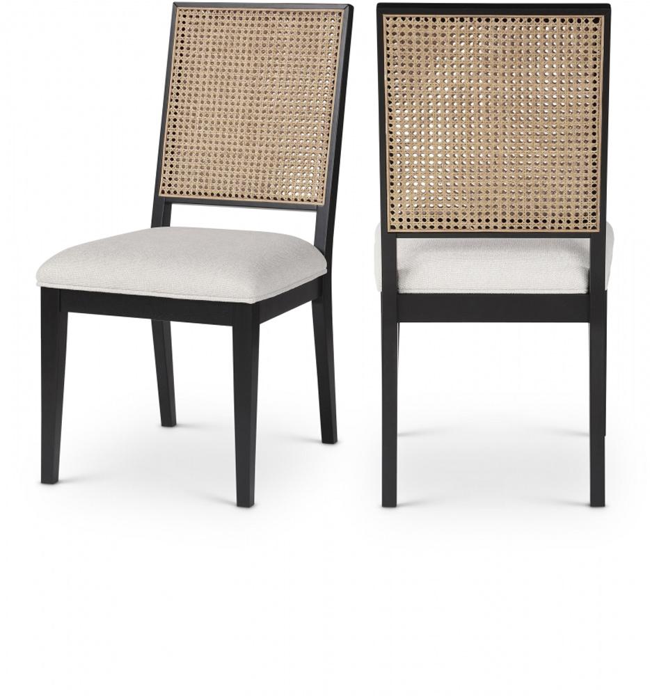 Meridian Furniture - Butterfly Cream Linen Textured Fabric Dining Chair (Set of 2) - 705Black-C veiw 7